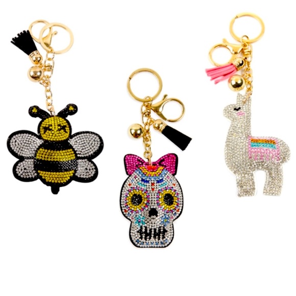 Accessories - LAST 3 pk. Keychain Purse Charms. Puffy, Sequined with tassel & clip ALL NEW